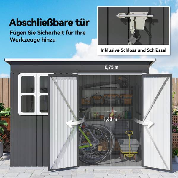 Gerätehaus 226V00CG Grau - Metall - 260 x 190 x 177 cm