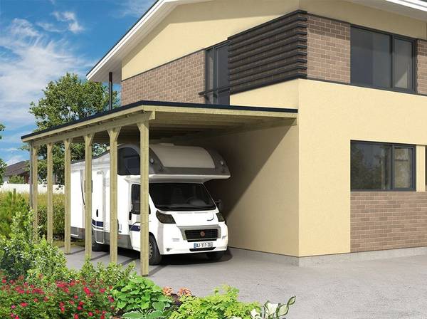 Wohnmobil-Carport ARIZONA Braun - Kiefer - 363 x 315 x 858 cm