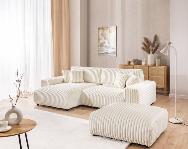 Ecksofa Mollis mit Schlaffunktion Beige - Ecke davorstehend links