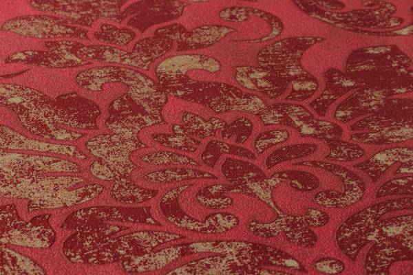 Barock Tapete Rot Vliestapete Gold - Rot