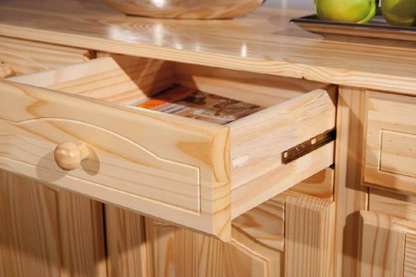 Sideboard mit drei Türen und drei Braun - Massivholz - 43 x 87 x 130 cm