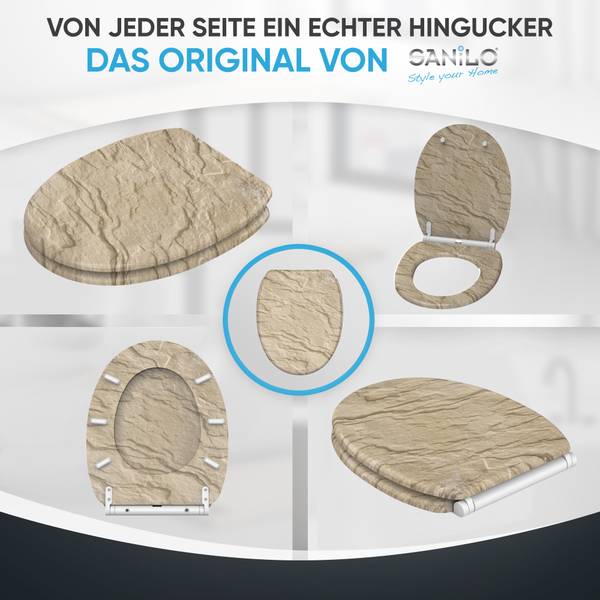 WC-Sitz Sand Stone Braun - Holzwerkstoff - 38 x 6 x 48 cm
