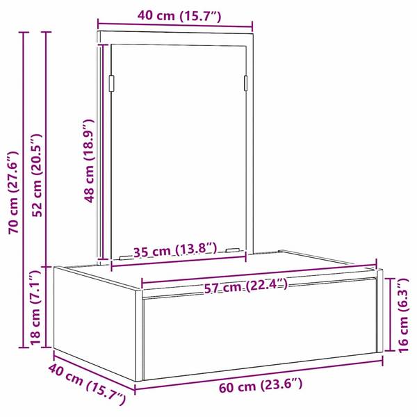 Moderne Make-up Tafel 3045035-1 Diepte: 60 cm