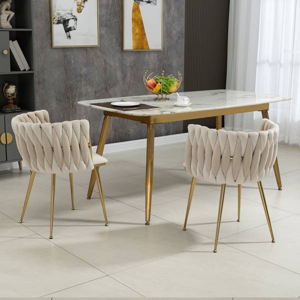 Esszimmerstühle-B2398 2er-Set Beige - Metall - 52 x 72 x 54 cm