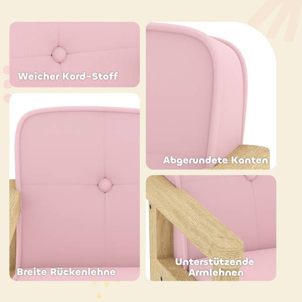 Kindersessel 310-086V00PK Pink - Cord - 44 x 45 x 47 cm