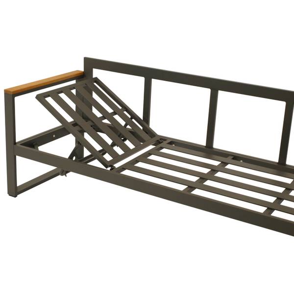 Gartengarnitur KAMPALA 2-teilig Grau - Webstoff - Akazie - Aluminium - 252 x 71 x 187 cm