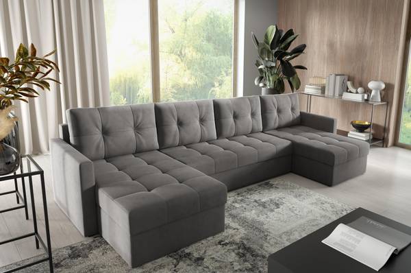 Ecksofa U OLIVIA DL Dunkelgrau