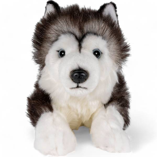 Kuscheltier Husky Schwarz - Kunstfell - 13 x 15 x 32 cm