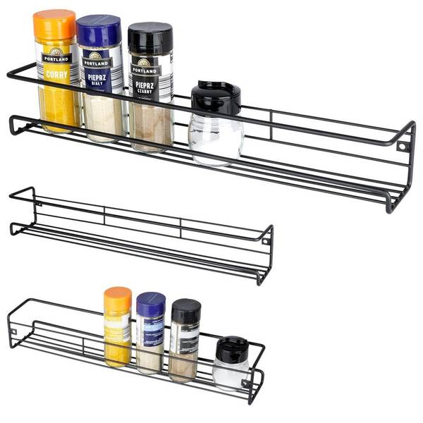 Gewürzregal 229057 Schwarz - Metall - 7 x 7 x 40 cm