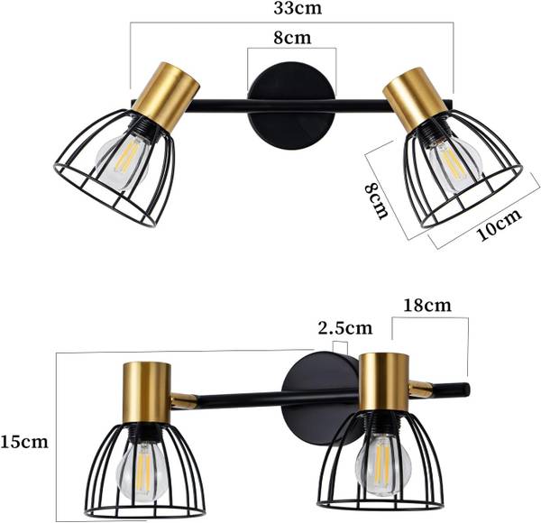 Deckenstrahler Albrecht Ⅲ Schwarz - Gold - Metall - 14 x 18 x 33 cm