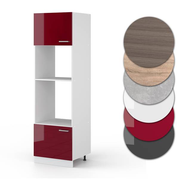 Mikrowellenschrank R-Line 30492 Hochglanz Rot - Weiß