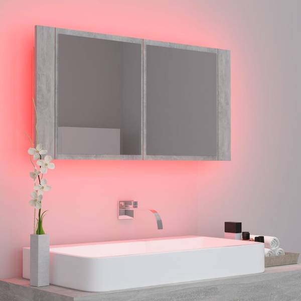 LED Spiegelschrank 3008766 Grau - Holzwerkstoff - 90 x 45 x 12 cm