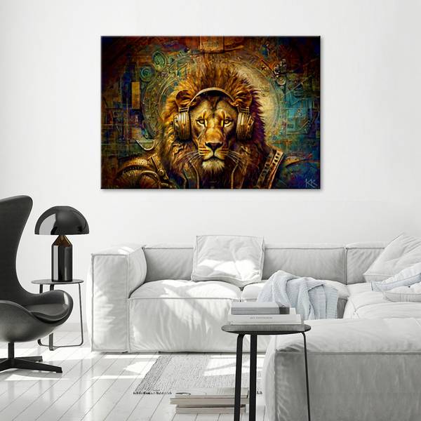 Wandbild löwe abstraktion 120 x 80 cm
