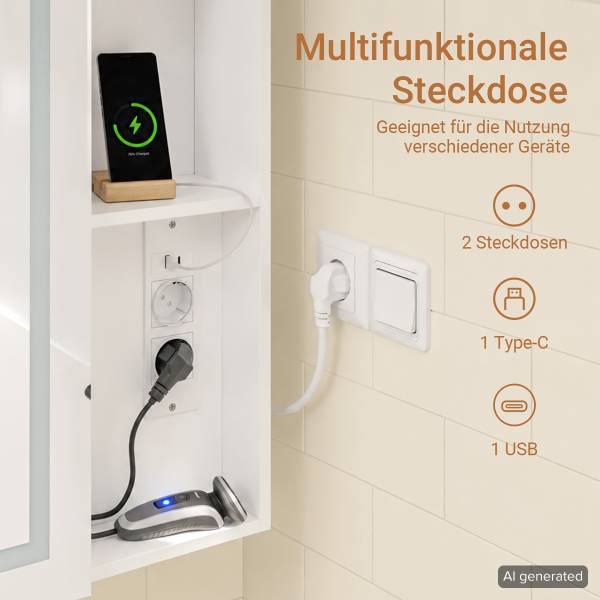 Spiegelschrank BZR239-E-W Weiß - Holzwerkstoff - 16 x 60 x 60 cm