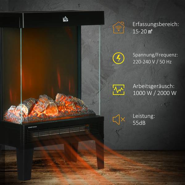 Elektrokamin 820-301V90BK Schwarz - Stahl - 20 x 62 x 41 cm