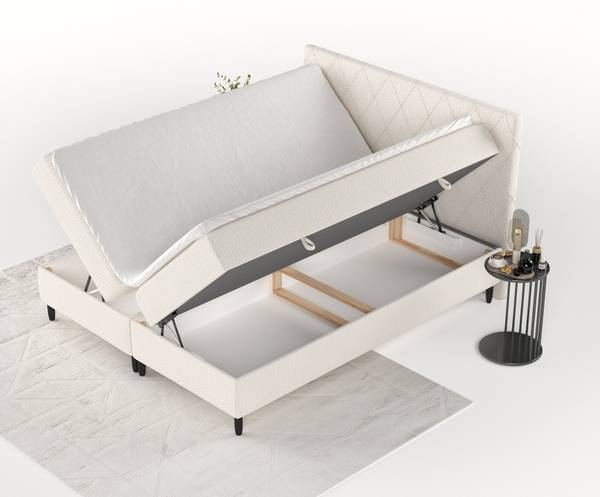 Boxspringbett Gwen Creme - 180 x 110 x 208 cm - H3