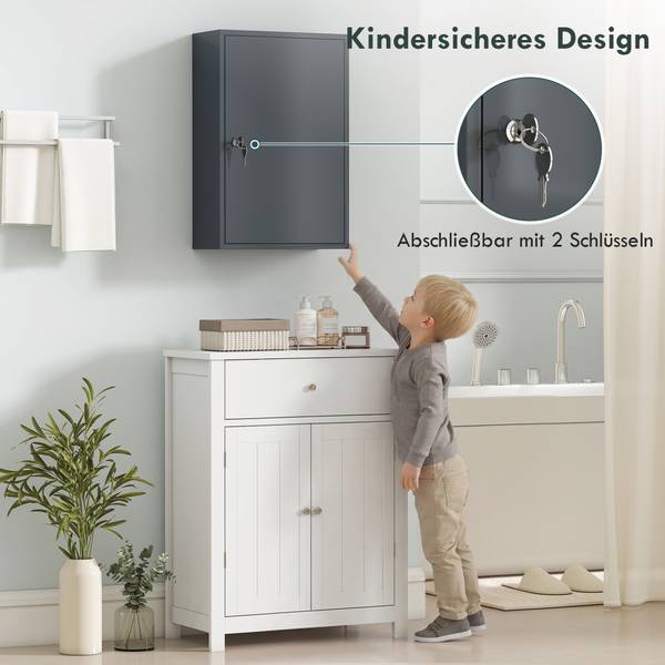 Medicijnkastje 834-295V00GB grijs - metaal - 18 x 60 x 40 cm