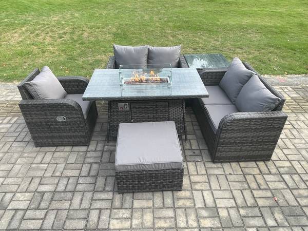 GARTENTISCHGRUPPE D(6er-Set) Grau - Webstoff - 80 x 70 x 140 cm