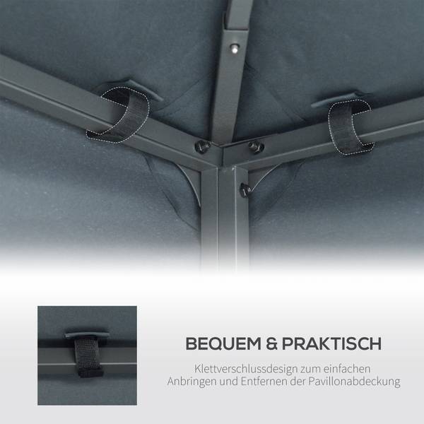 Ersatzdach 84C-041MX Schwarz - Textil - 300 x 18 x 300 cm