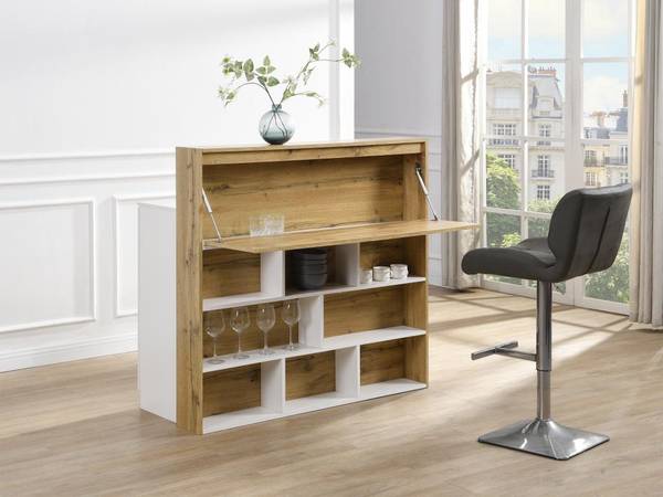 Barmöbel LAMONIA Braun - Weiß - Holz teilmassiv - 50 x 115 x 120 cm