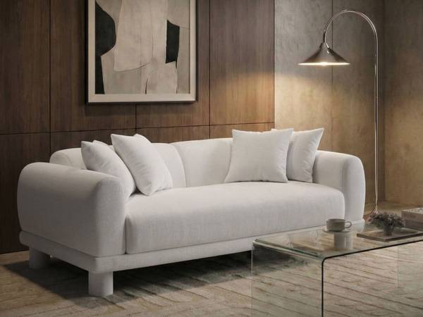 3-Sitzer Sofa PORI Cremeweiß - Weiß