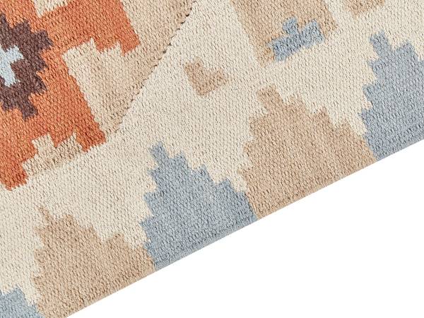 Kelim DILIJAN Beige - Blau - Orange - Naturfaser - 160 x 1 x 230 cm