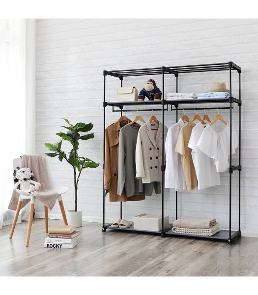 Stoffschrank Branville I Vliesgewebe / Eisen - Anthrazit - Grau