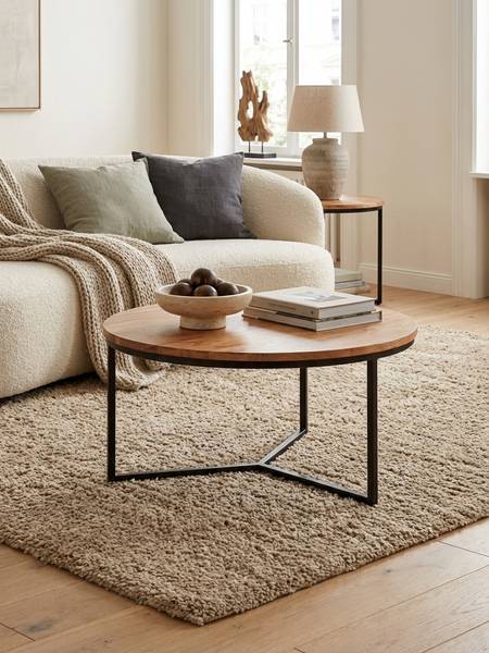 Couchtisch CEIRA mit Dreibeingestell Beige - Akazie - 60 x 38 x 60 cm