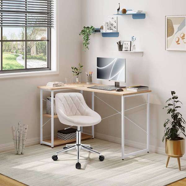 Bürohocker Christin Weiß - Samt - 38 x 77 x 32 cm