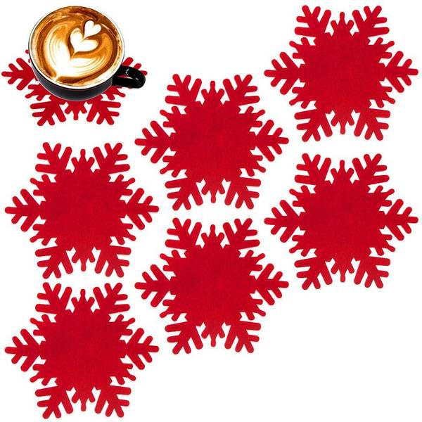 Tassenuntersetzer 6er Set 710829 Rot - Filz - 13 x 1 x 14 cm