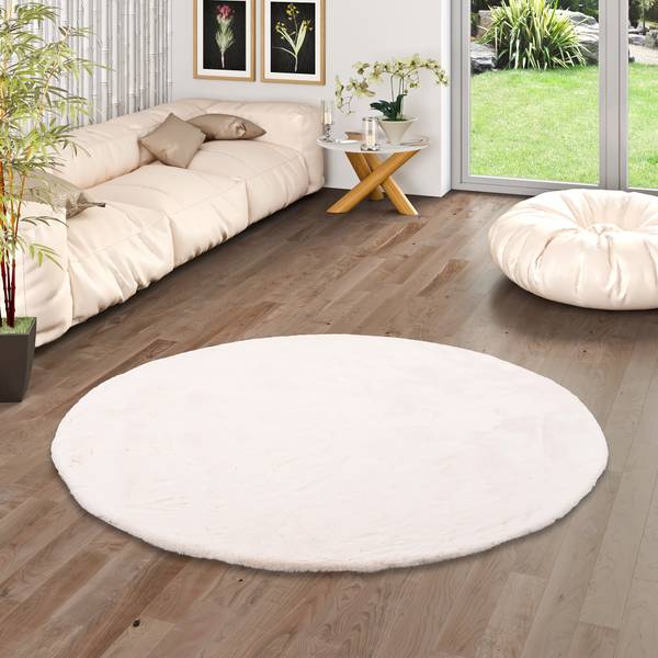 Tapis Plush Blanc crème - 160 x 160 cm