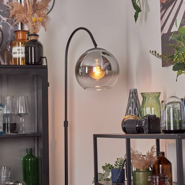 Stehlampe Cesaro Grau - Silber - Metall - 11 x 141 x 105 cm