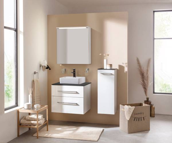 LED Spiegelschrank Oxford Badschrank Grau - Holzwerkstoff - 63 x 8 x 85 cm