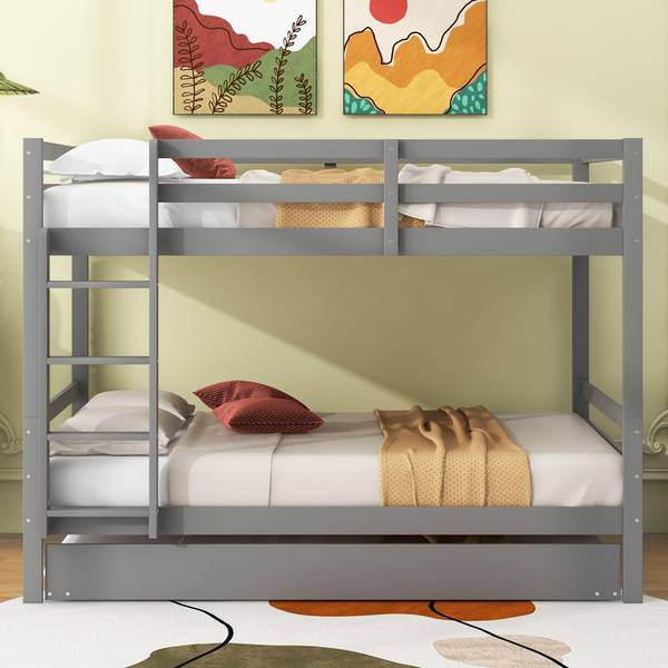 Etagenbett-O28114 Grau - Massivholz - 150 x 150 x 205 cm