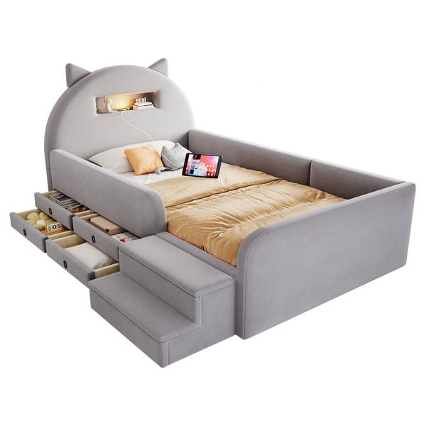 Einzelbett K-2251 Hellgrau