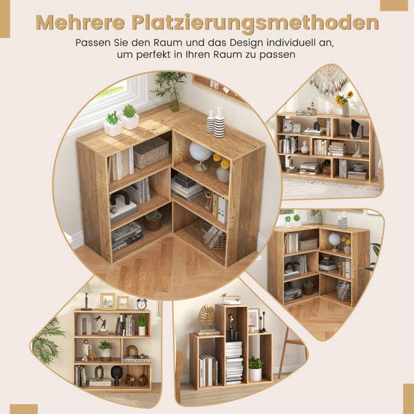 Bücherregal mit 3 Ebenen 85013627 Beige - Holzwerkstoff - 84 x 84 x 30 cm