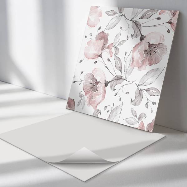 Fliesen Aquarell Blumen 4er Set 50 x 50 cm