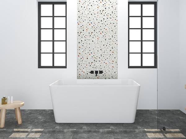 Baignoire îlot SPICARA Blanc - Fibres naturelles - 70 x 55 x 130 cm