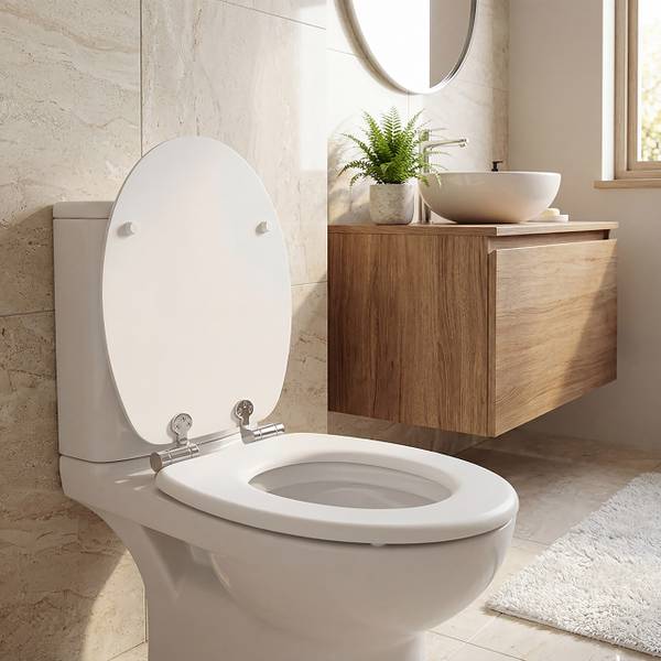 Abattant WC à fermeture douce Argenté - Blanc