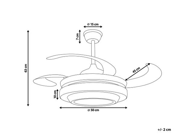 Ventilateur de plafond ASHLEY Doré - Métal - 47 x 53 x 47 cm