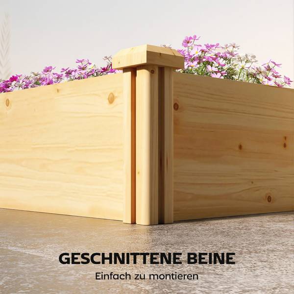 Verhoogde plantenbak 84H-476V01ND bruin - massief hout - 66 x 26 x 235 cm