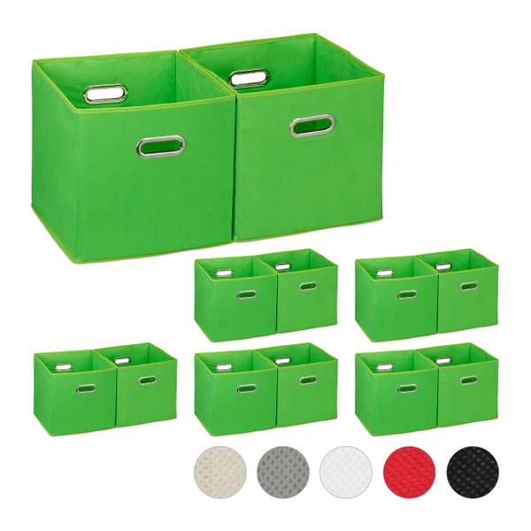 12 x Aufbewahrungsbox Stoff grün kaufen