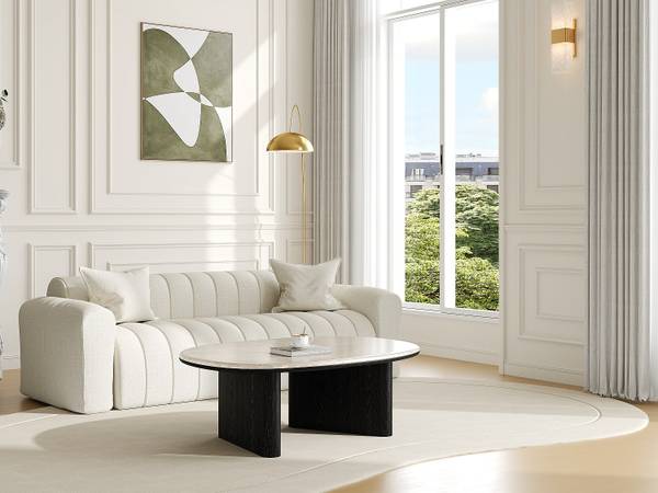 Couchtisch CORMINA Beige - Schwarz - Massivholz - 97 x 36 x 74 cm