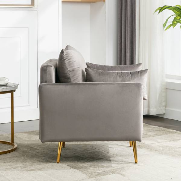 Sessel mit 2 Kissen Nulzu Grau - Metall - Textil - 76 x 76 x 71 cm