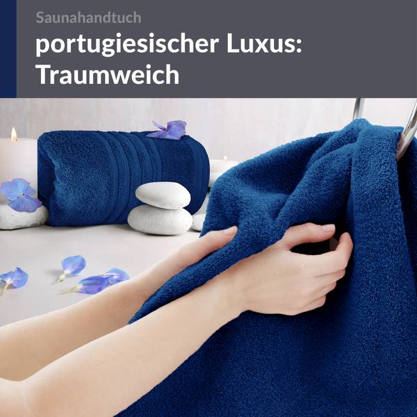 Saunahandtuch London 2er-Set Blau - Frottee - 80 x 1 x 200 cm