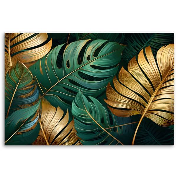 Tableau déco feuilles de monstera 90 x 60 cm