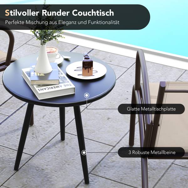 Terrassenstuhl-Set ZB33511ORDE(3-tlg.) Braun - Metall - 63 x 73 x 81 cm