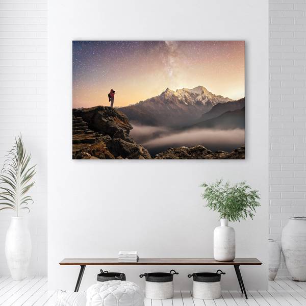 Tableau déco alpinisme étoiles ciel 90 x 60 cm