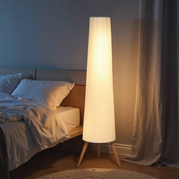 Stehlampe B31-613V90WT Weiß - Baumwollstoff - 46 x 153 x 46 cm