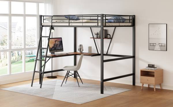 Hochbett-O2218 Schwarz - Metall - 149 x 181 x 205 cm